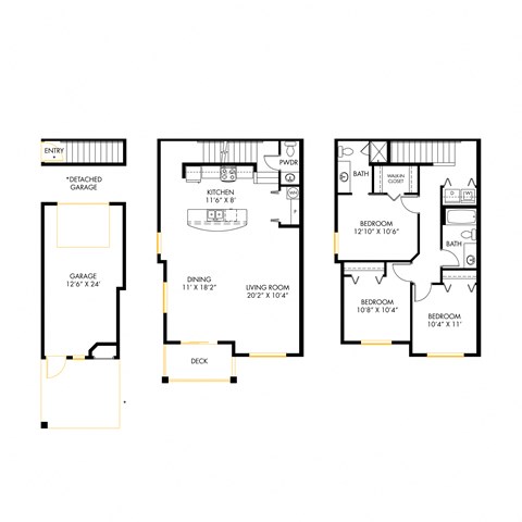 Floor plan for 3 beds, 2 baths, 1548 sqft
